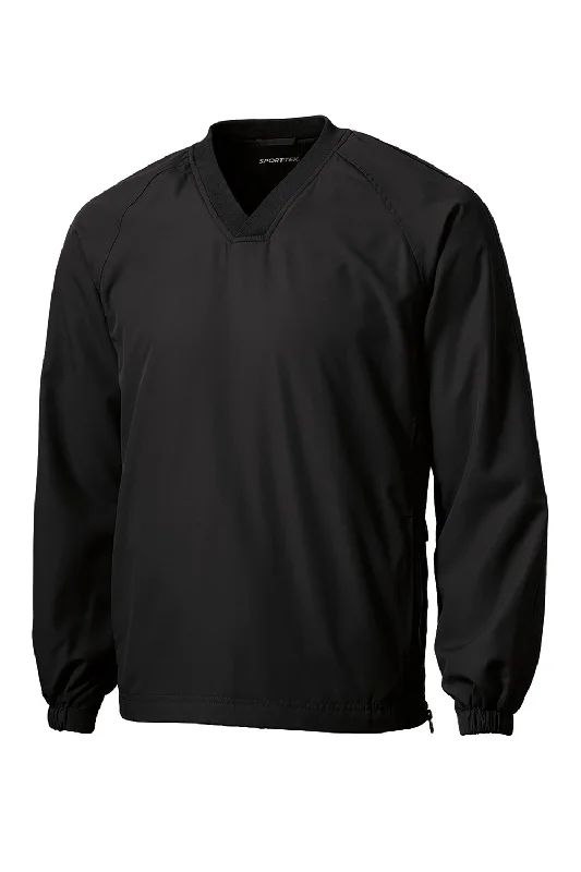 Sport-Tek Mens V-Neck Wind Jacket - Black