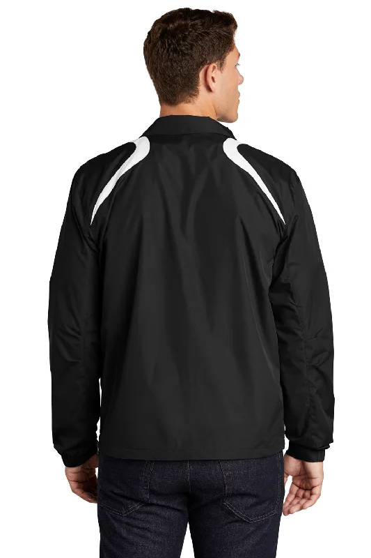 Sport-Tek Mens Water Resistant 1/4 Zip Wind Jacket - Black/White