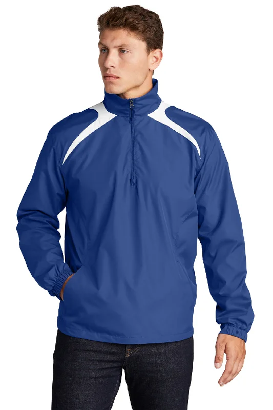 Sport-Tek Mens Water Resistant 1/4 Zip Wind Jacket - True Royal Blue/White