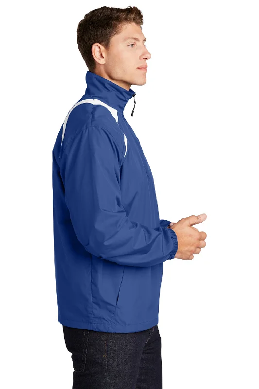 Sport-Tek Mens Water Resistant 1/4 Zip Wind Jacket - True Royal Blue/White