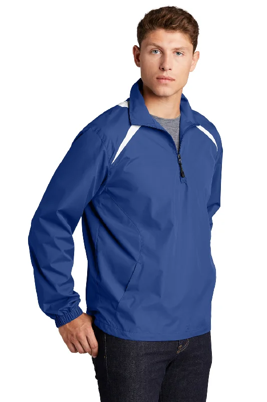 Sport-Tek Mens Water Resistant 1/4 Zip Wind Jacket - True Royal Blue/White