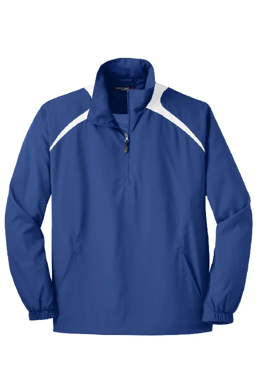 Sport-Tek Mens Water Resistant 1/4 Zip Wind Jacket - True Royal Blue/White