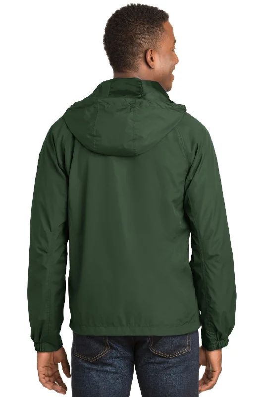 Sport-Tek Mens Water Resistant Full Zip Hooded Jacket - Forest Green