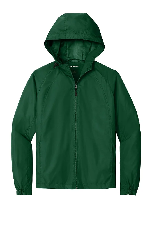 Sport-Tek Mens Water Resistant Full Zip Hooded Jacket - Forest Green