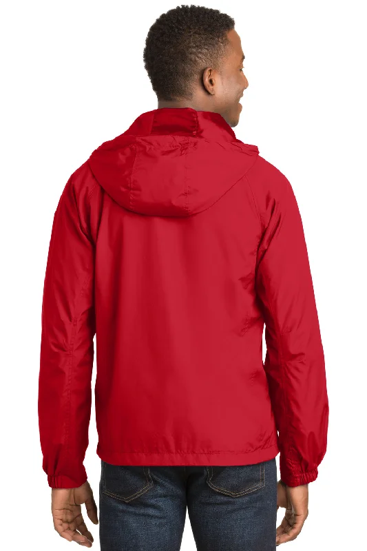 Sport-Tek Mens Water Resistant Full Zip Hooded Jacket - True Red