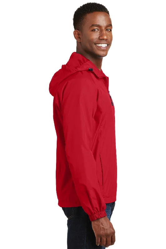 Sport-Tek Mens Water Resistant Full Zip Hooded Jacket - True Red