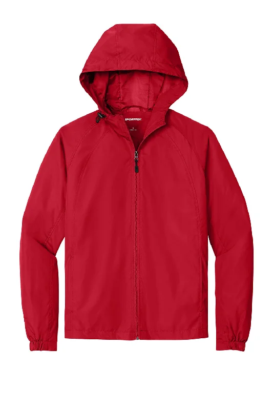 Sport-Tek Mens Water Resistant Full Zip Hooded Jacket - True Red