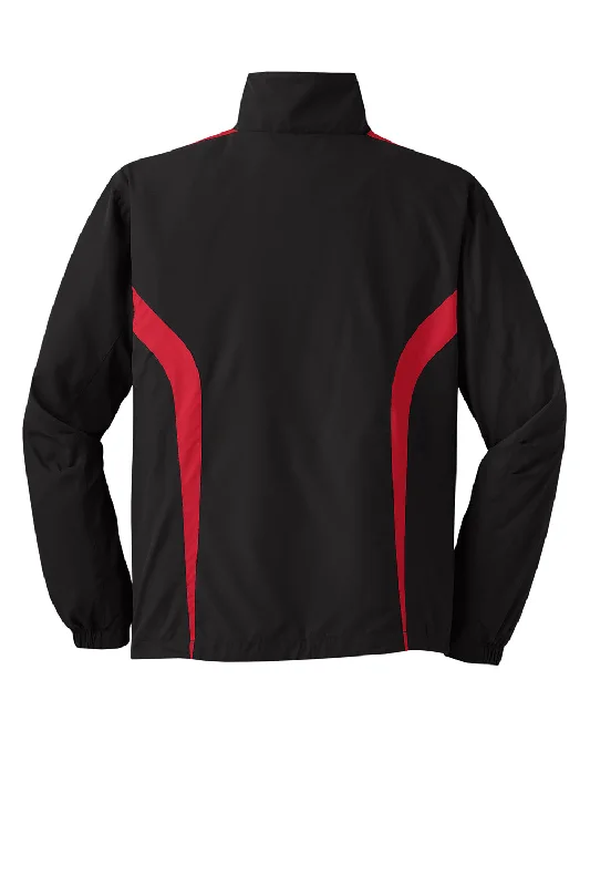 Sport-Tek Mens Water Resistant Full Zip Jacket - Black/True Red