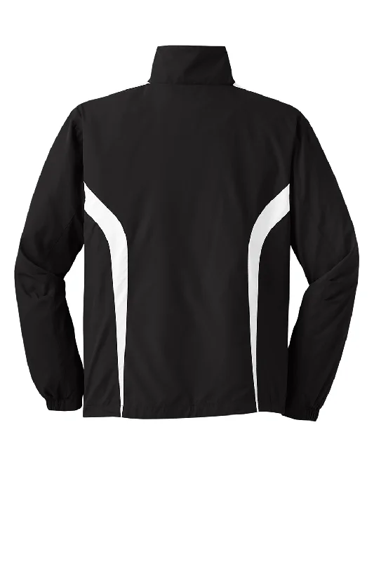 Sport-Tek Mens Water Resistant Full Zip Jacket - Black/White