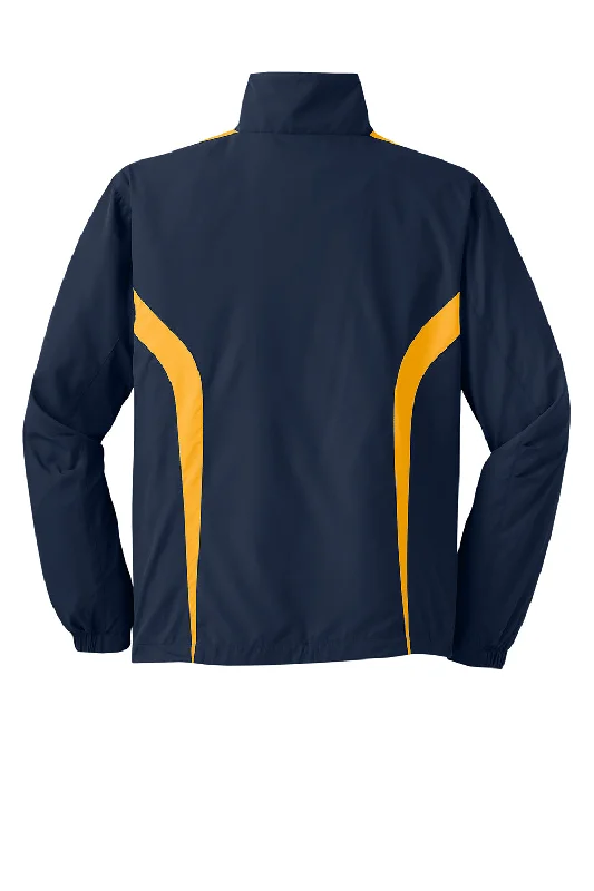 Sport-Tek Mens Water Resistant Full Zip Jacket - True Navy Blue/Gold