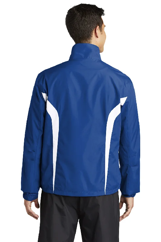 Sport-Tek Mens Water Resistant Full Zip Jacket - True Royal Blue/White