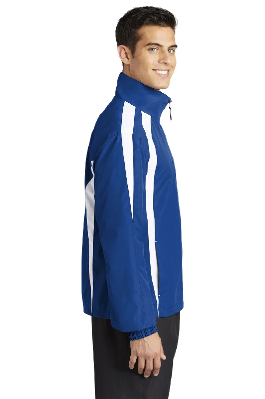 Sport-Tek Mens Water Resistant Full Zip Jacket - True Royal Blue/White