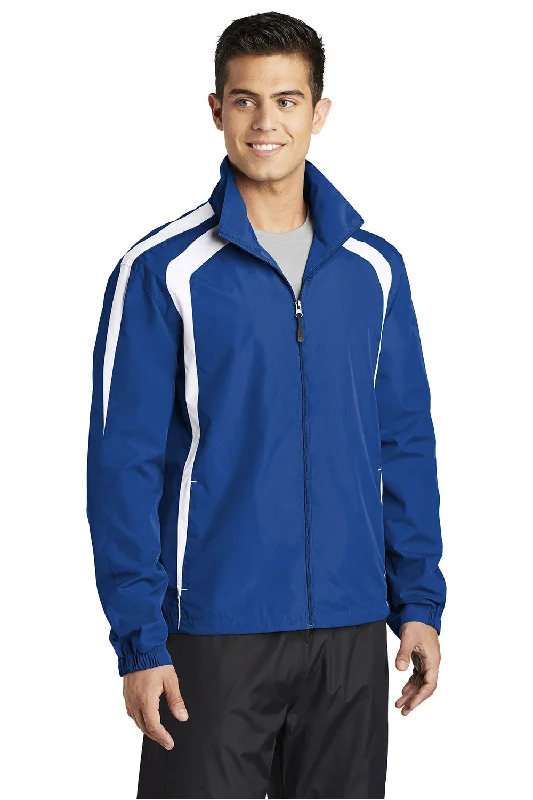 Sport-Tek Mens Water Resistant Full Zip Jacket - True Royal Blue/White