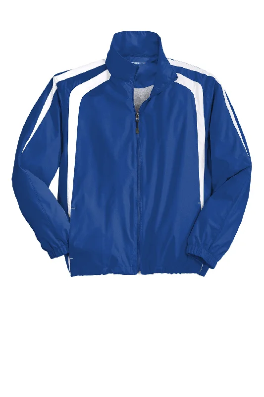 Sport-Tek Mens Water Resistant Full Zip Jacket - True Royal Blue/White