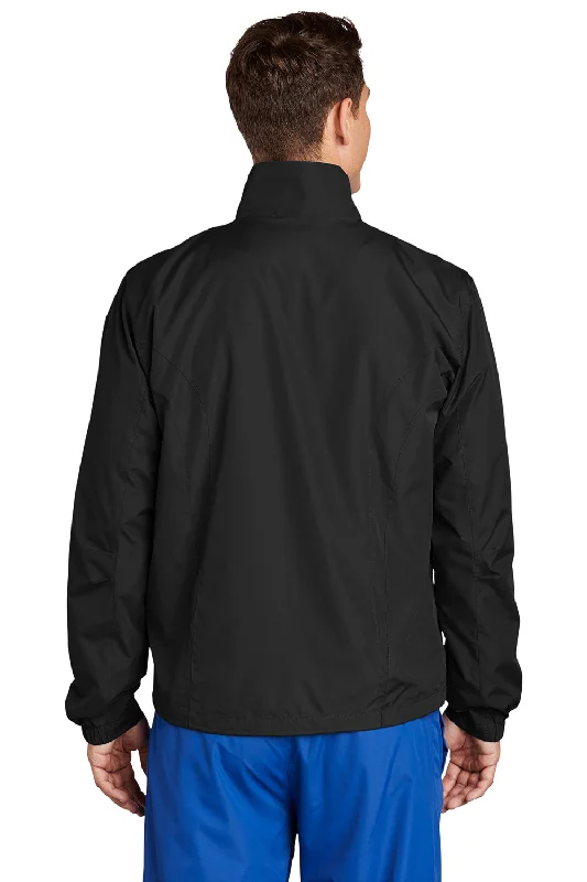 Sport-Tek Mens Water Resistant Full Zip Wind Jacket - Black