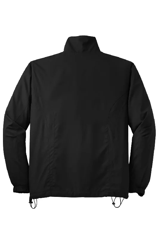 Sport-Tek Mens Water Resistant Full Zip Wind Jacket - Black