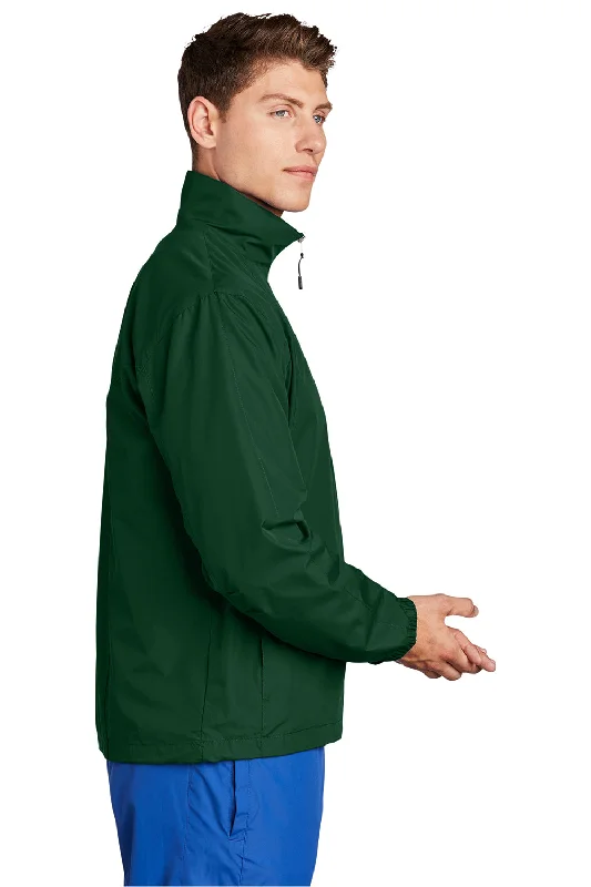 Sport-Tek Mens Water Resistant Full Zip Wind Jacket - Forest Green