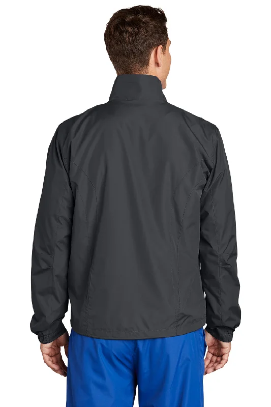 Sport-Tek Mens Water Resistant Full Zip Wind Jacket - Graphite Grey