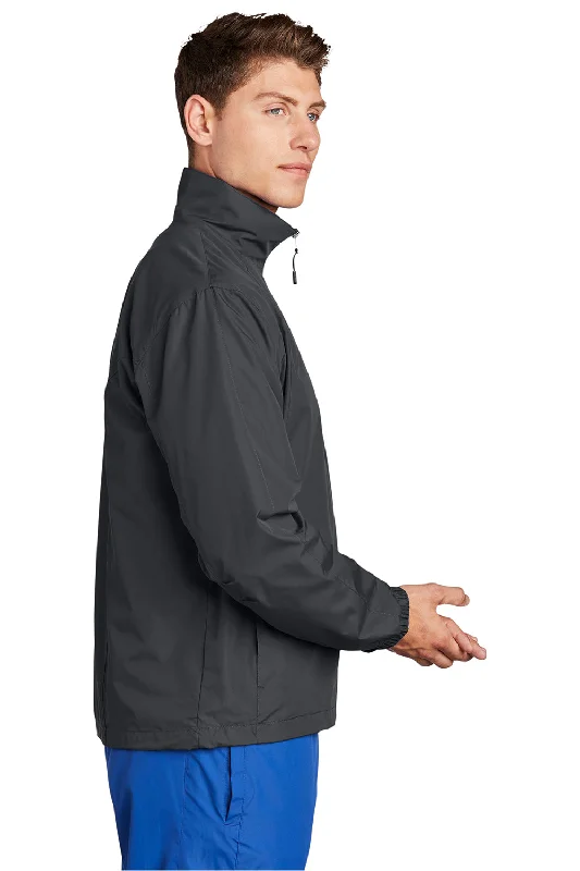 Sport-Tek Mens Water Resistant Full Zip Wind Jacket - Graphite Grey