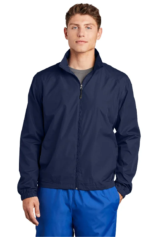 Sport-Tek Mens Water Resistant Full Zip Wind Jacket - True Navy Blue