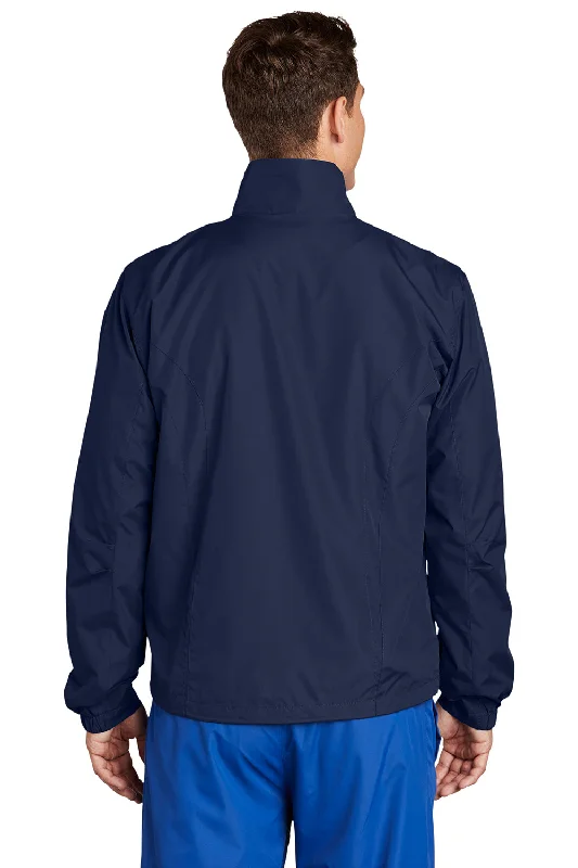 Sport-Tek Mens Water Resistant Full Zip Wind Jacket - True Navy Blue