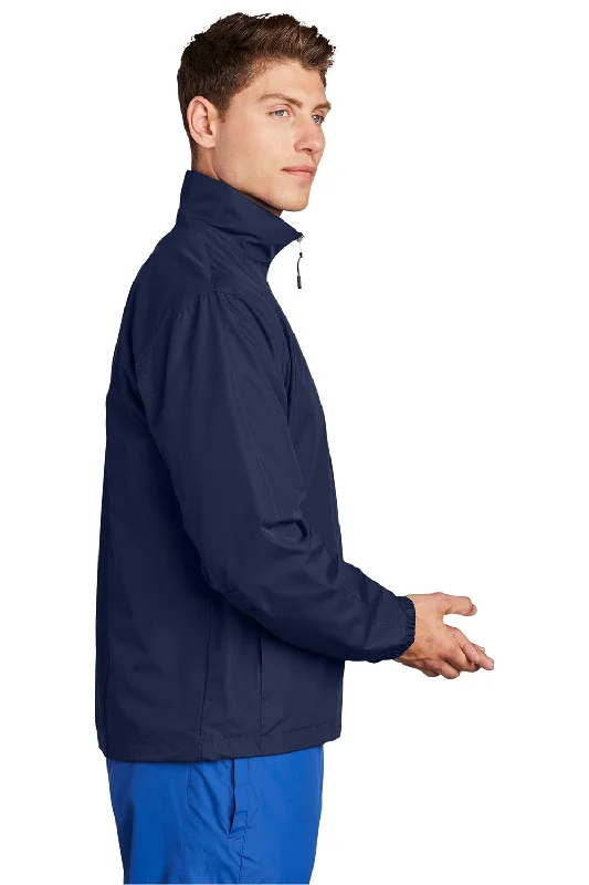 Sport-Tek Mens Water Resistant Full Zip Wind Jacket - True Navy Blue