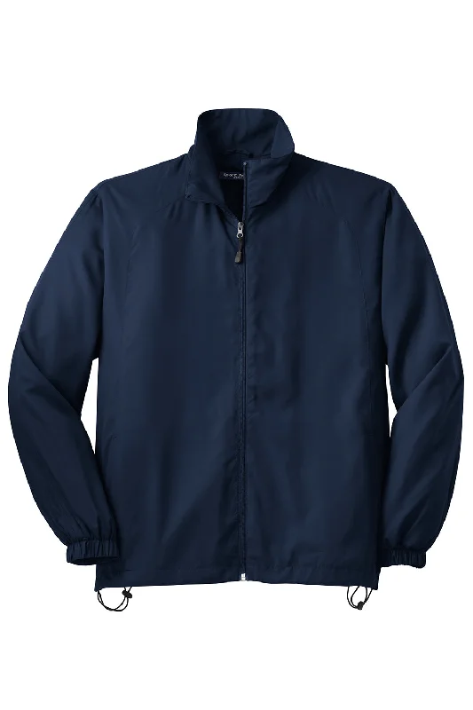 Sport-Tek Mens Water Resistant Full Zip Wind Jacket - True Navy Blue