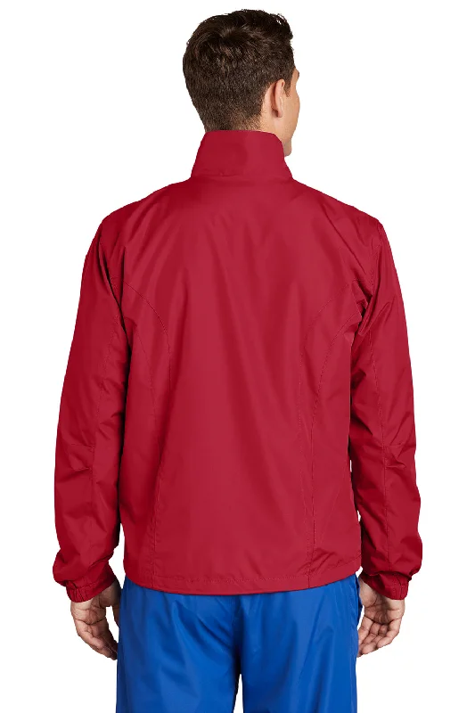 Sport-Tek Mens Water Resistant Full Zip Wind Jacket - True Red