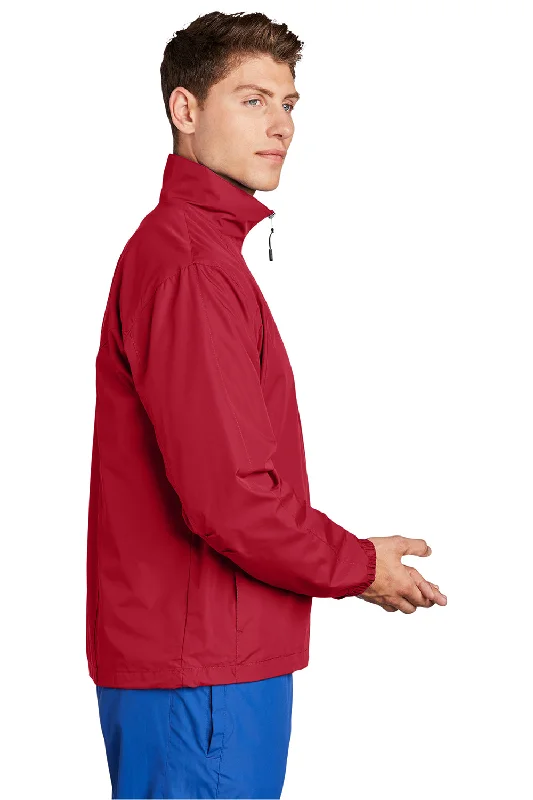 Sport-Tek Mens Water Resistant Full Zip Wind Jacket - True Red