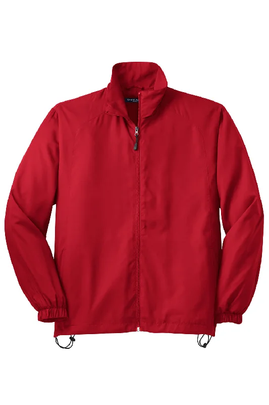 Sport-Tek Mens Water Resistant Full Zip Wind Jacket - True Red