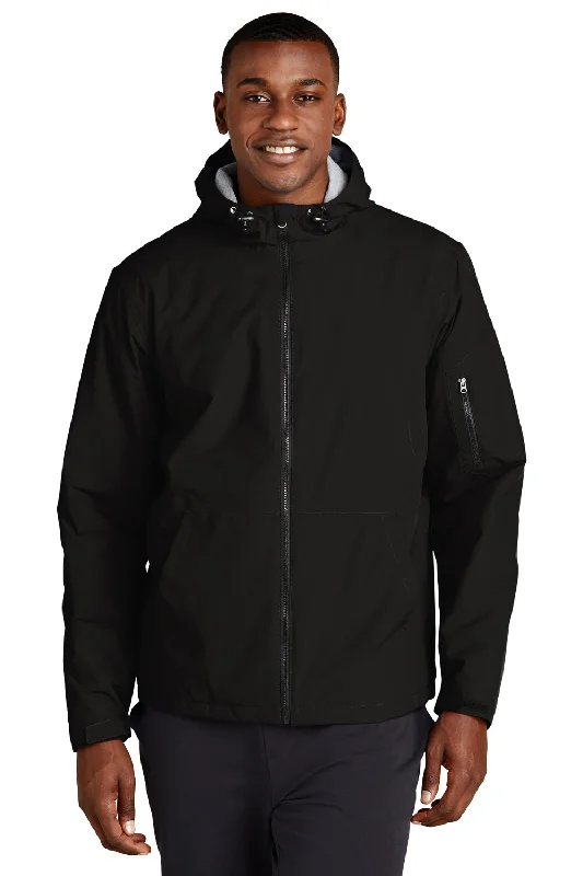 Sport-Tek Mens Waterproof Insulated Full Zip Hooded Jacket - Black