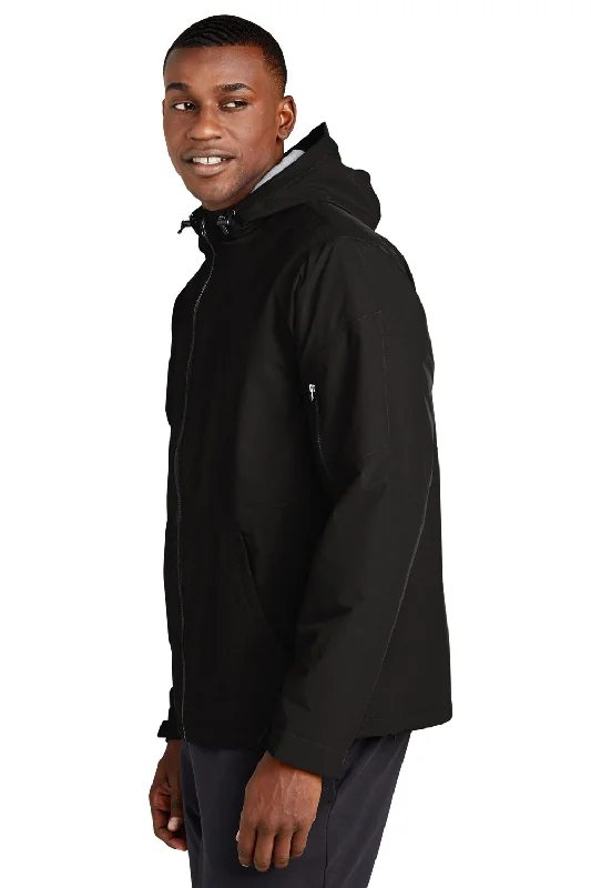 Sport-Tek Mens Waterproof Insulated Full Zip Hooded Jacket - Black