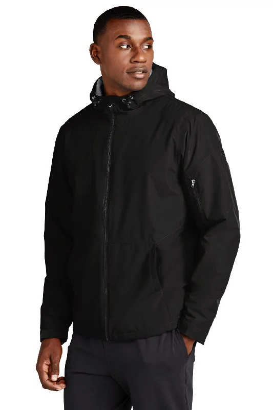 Sport-Tek Mens Waterproof Insulated Full Zip Hooded Jacket - Black