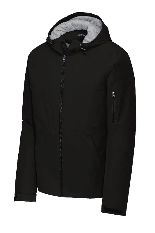 Sport-Tek Mens Waterproof Insulated Full Zip Hooded Jacket - Black