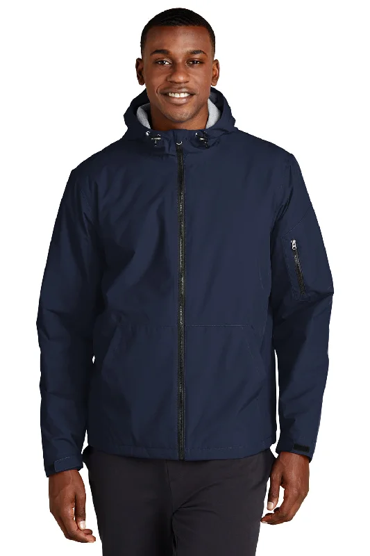 Sport-Tek Mens Waterproof Insulated Full Zip Hooded Jacket - True Navy Blue