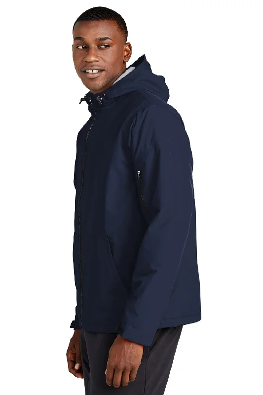 Sport-Tek Mens Waterproof Insulated Full Zip Hooded Jacket - True Navy Blue