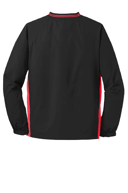 Sport-Tek Mens Water Resistant V-Neck Jacket - Black/True Red