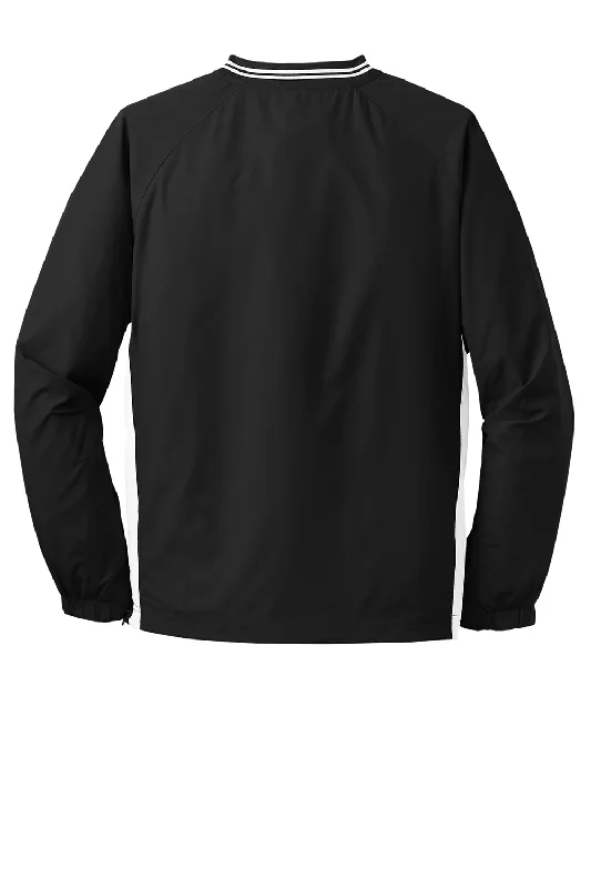 Sport-Tek Mens Water Resistant V-Neck Jacket - Black/White