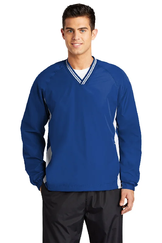 Sport-Tek Mens Water Resistant V-Neck Jacket - True Royal Blue/White