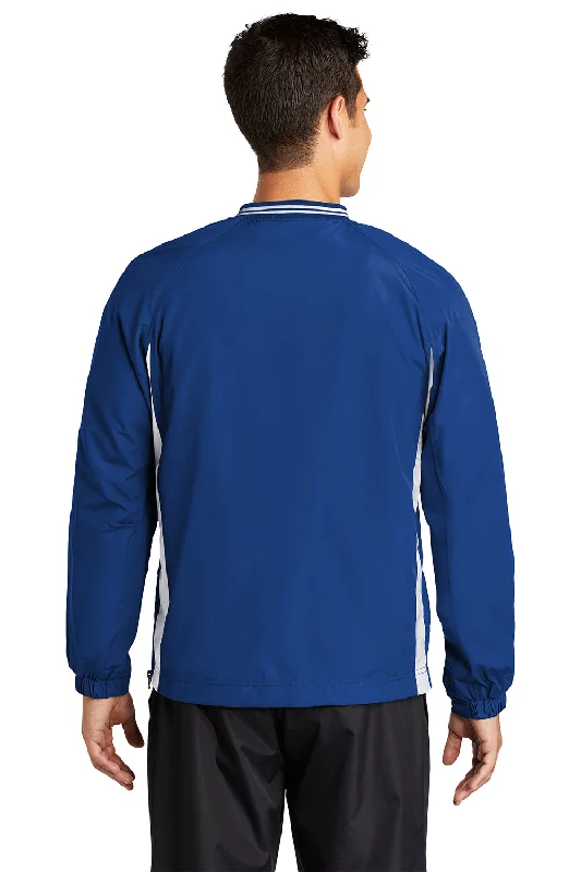 Sport-Tek Mens Water Resistant V-Neck Jacket - True Royal Blue/White