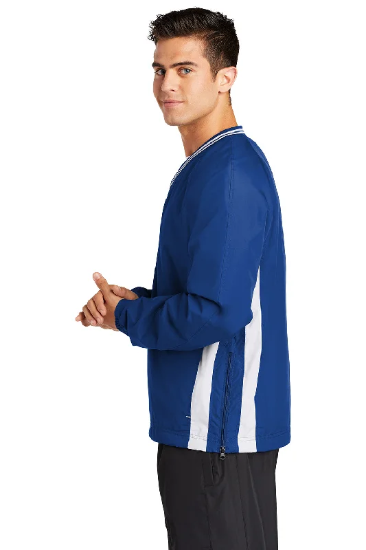 Sport-Tek Mens Water Resistant V-Neck Jacket - True Royal Blue/White