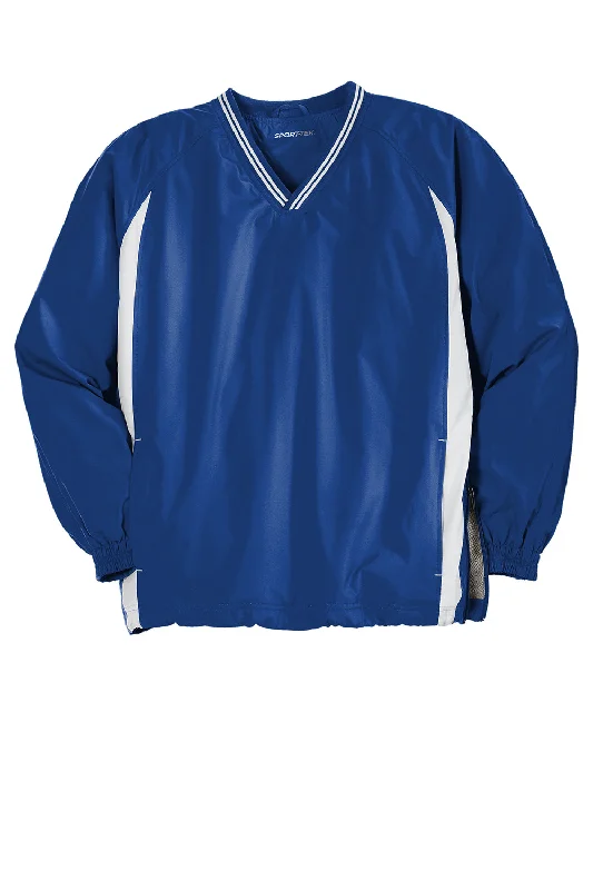 Sport-Tek Mens Water Resistant V-Neck Jacket - True Royal Blue/White