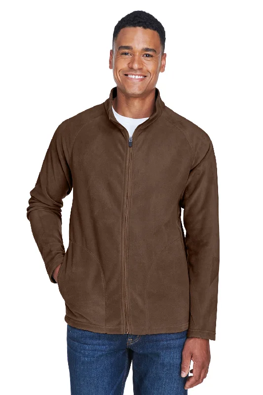 Team 365 Mens Campus Pill Resistant Microfleece Full Zip Jacket - Dark Brown