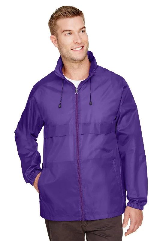 Team 365 Mens Zone Protect Water Resistant Full Zip Hooded Jacket - Purple