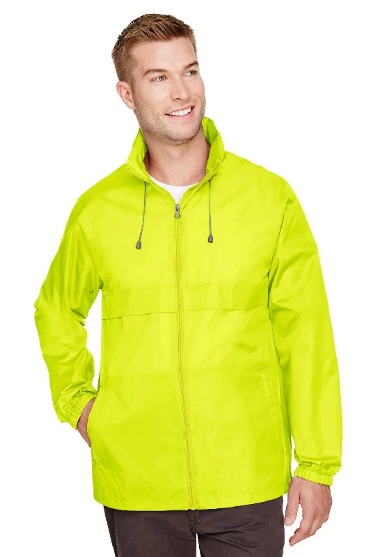 Team 365 Mens Zone Protect Water Resistant Full Zip Hooded Jacket - Safety Yellow