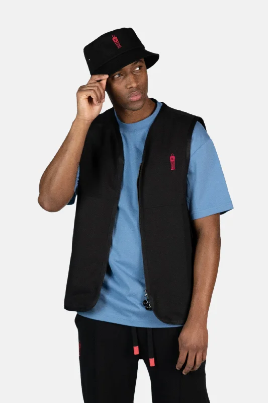 The Wall Box Fit Gilet Jet Black