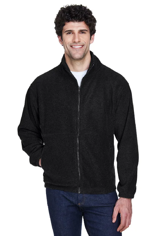 UltraClub Mens Iceberg Pill Resistant Fleece Full Zip Jacket - Black