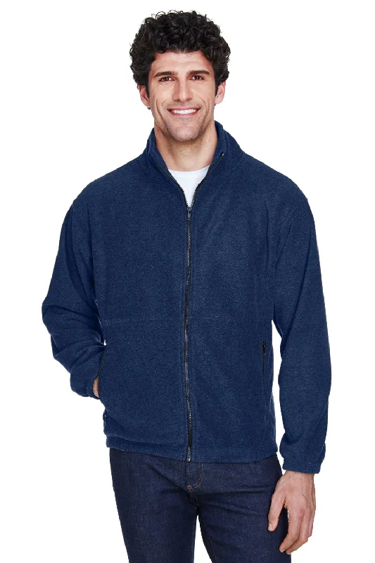 UltraClub Mens Iceberg Pill Resistant Fleece Full Zip Jacket - Navy Blue