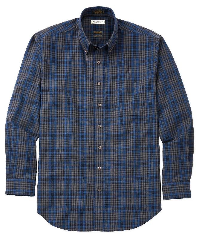 Cotton-Wool Plaid Long-Sleeve Sport Shirt