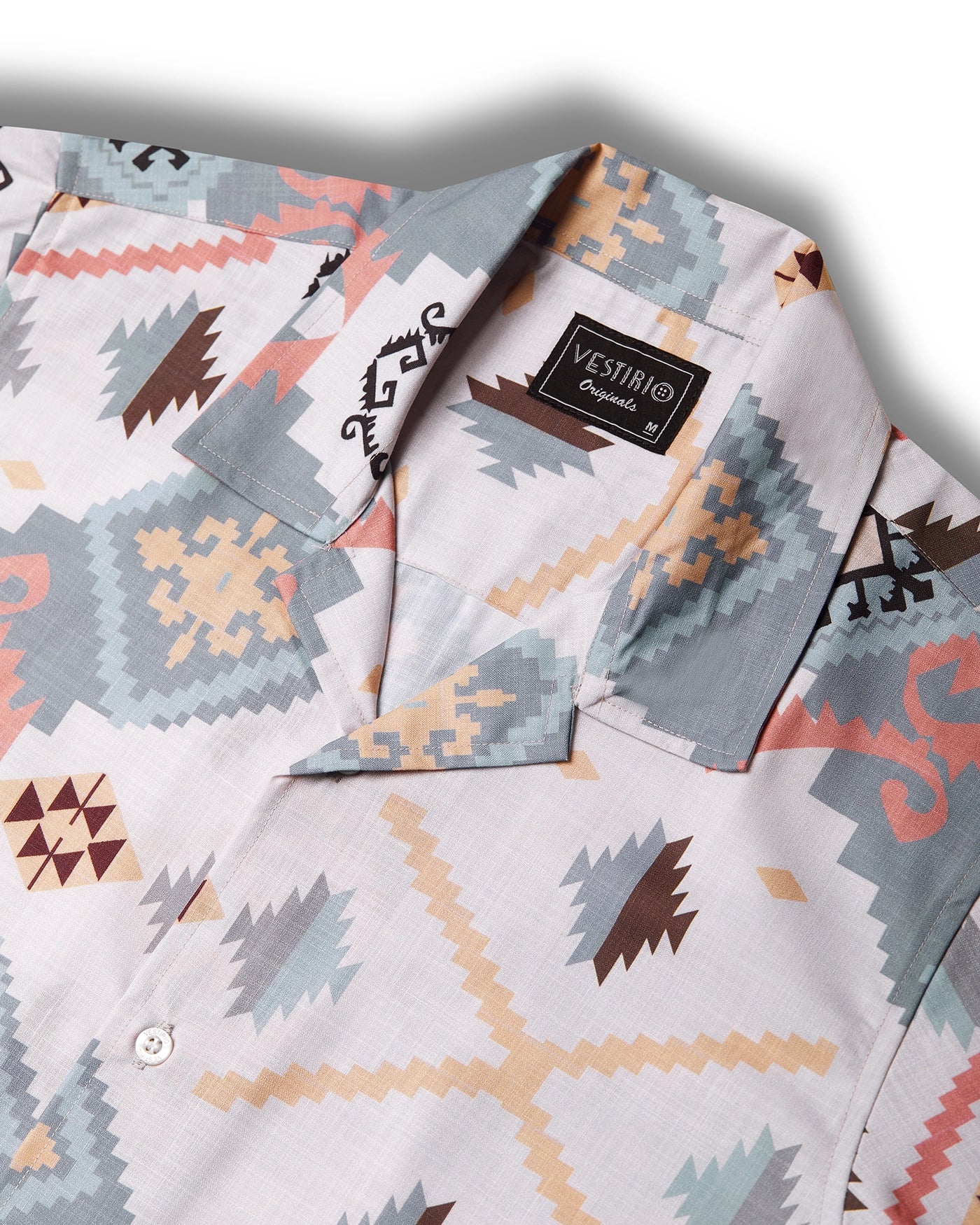 Basic Blue Geometric Printed Shirt For Men